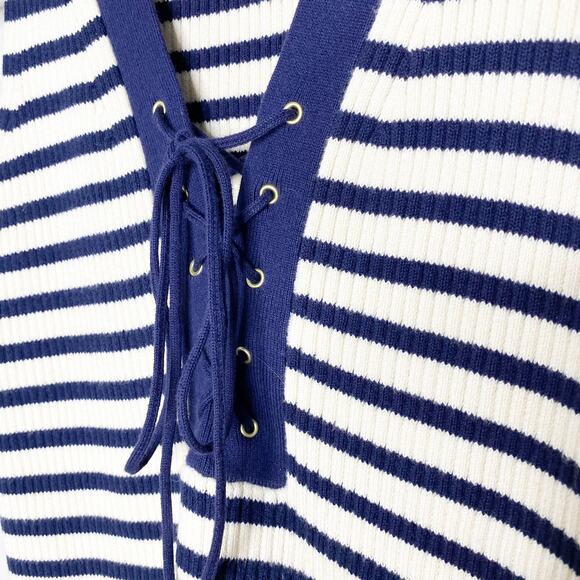 J crew Navy and Cream Striped Lace Up Sweater Tank XS - Picture 4 of 8
